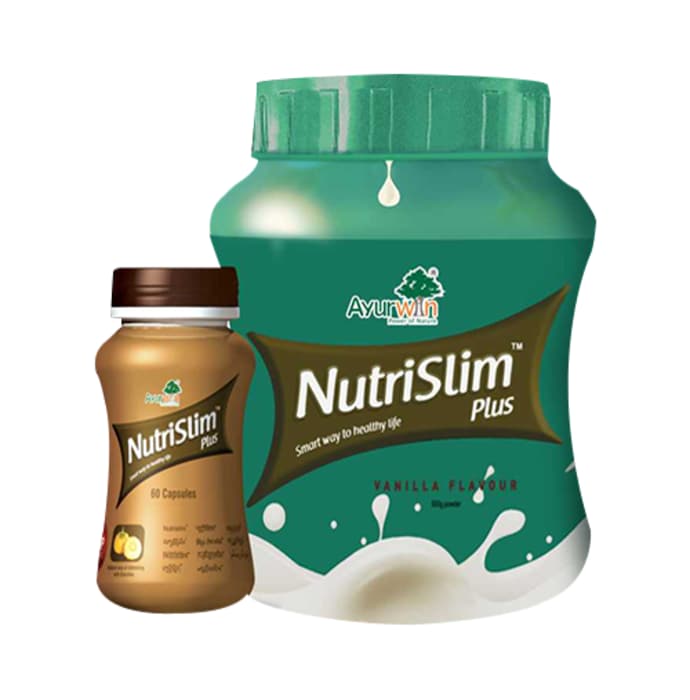 Ayurwin combo pack of nutrislim plus, 60caps & nutrislim plus powder, 500gm (vanilla)