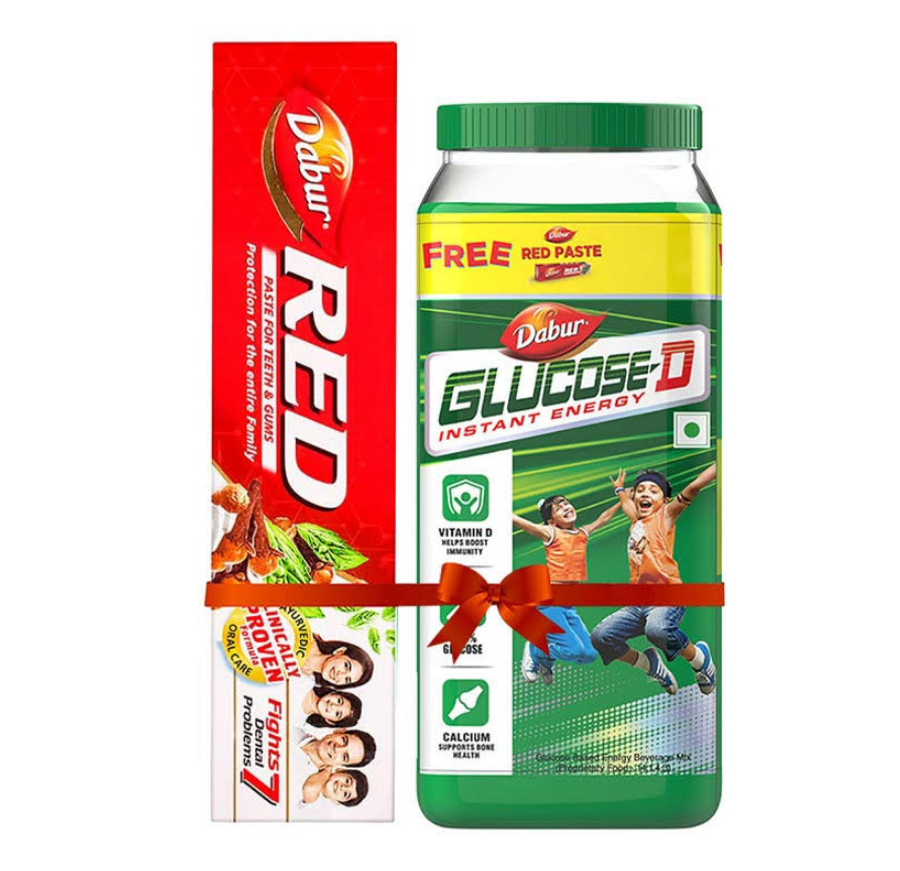 Dabur glucose d 1kg jar + red tooth paste 150gm free