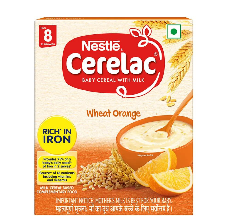 Nestle Cerelac Baby Cereal with Milk from 8 to 24 Months Wheat Orange