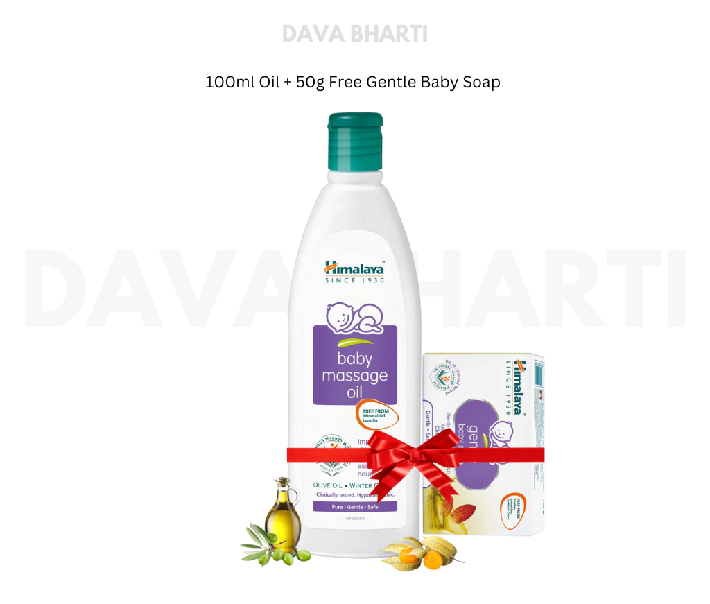 HIMALAYA BABY MASSAGE OIL ( 100ml Oil + 50g  Gentle Baby Soap )