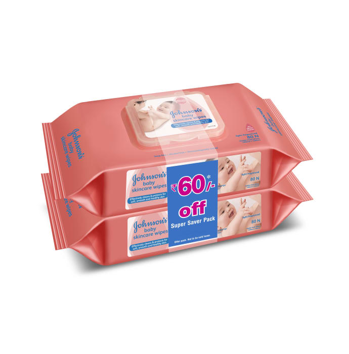 Johnsons baby skincare wipes super saver pack (rs.60 off) pack of 2