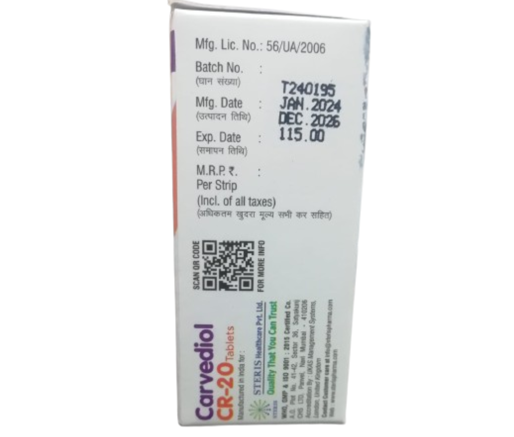 CARVEDIOL CR 20