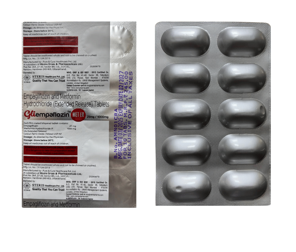 Empagliflozin 25 mg and Metformin Hydrochloride 1000 mg Tablet