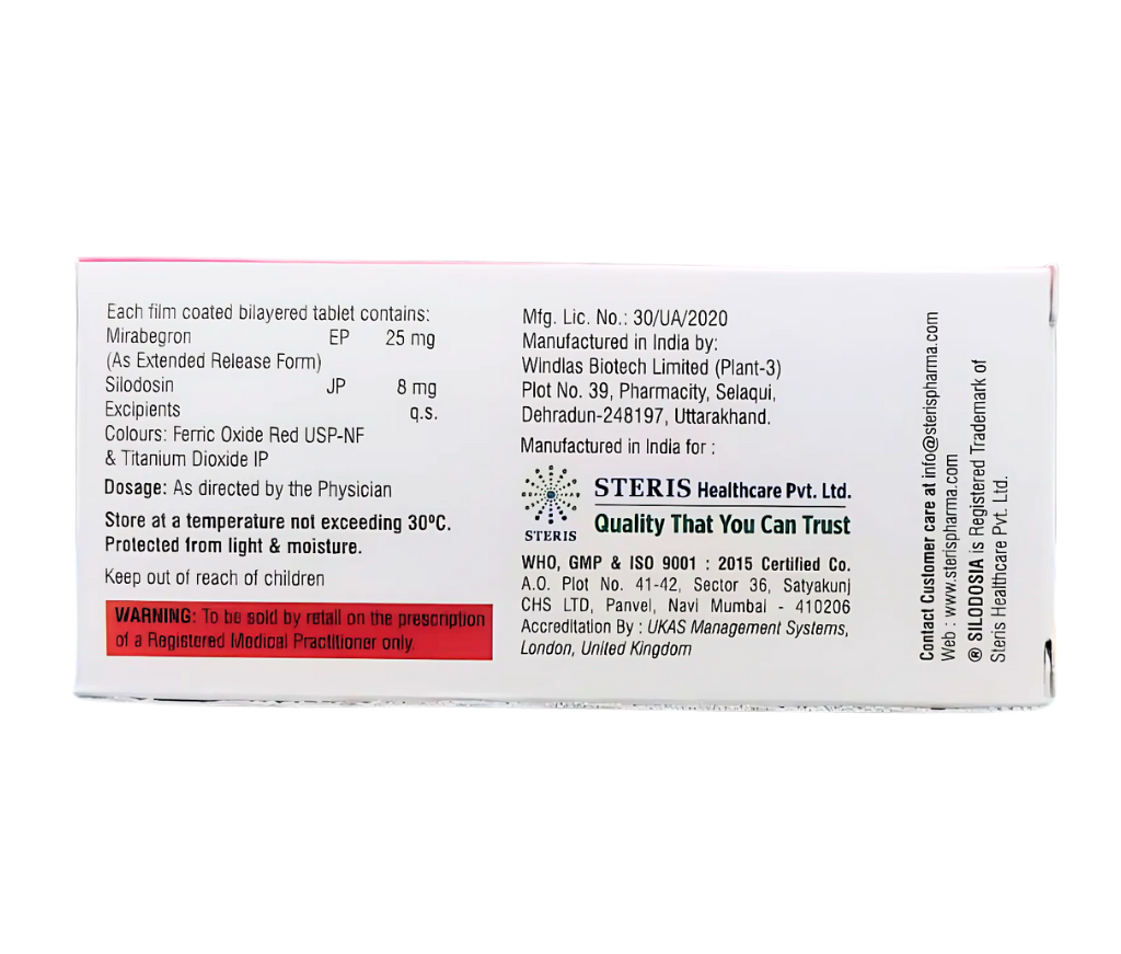 Mirabegron Extended Release 25 mg & Silodosin 8 mg