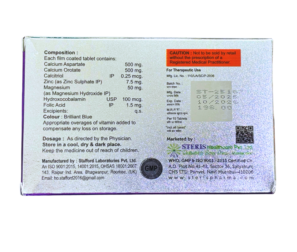 Calcium Aspartate Calcium Orotate Calcitriol Zinc Magnesium Hydroxocobalamin