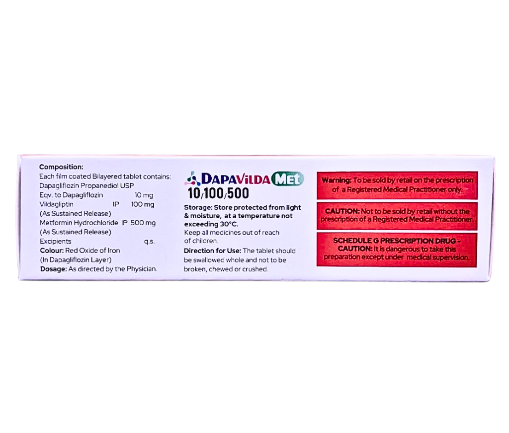 vildagliptin 100 dapagliflozin 10 metformin er 500 tab