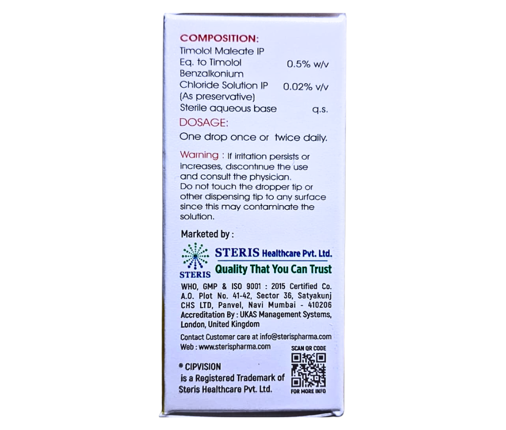 timolol maleate eye drops ip 0.5 wv