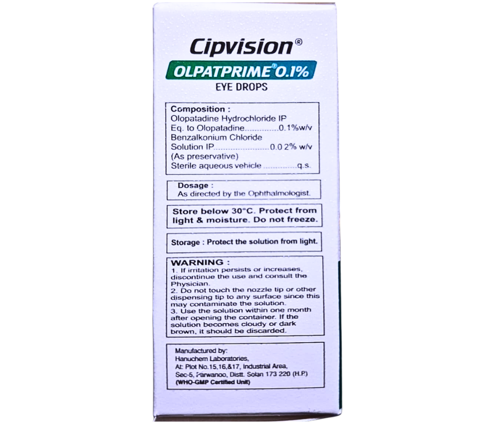 olopatadine hydrochloride ophthalmic solution ip 0.1 w/v uses