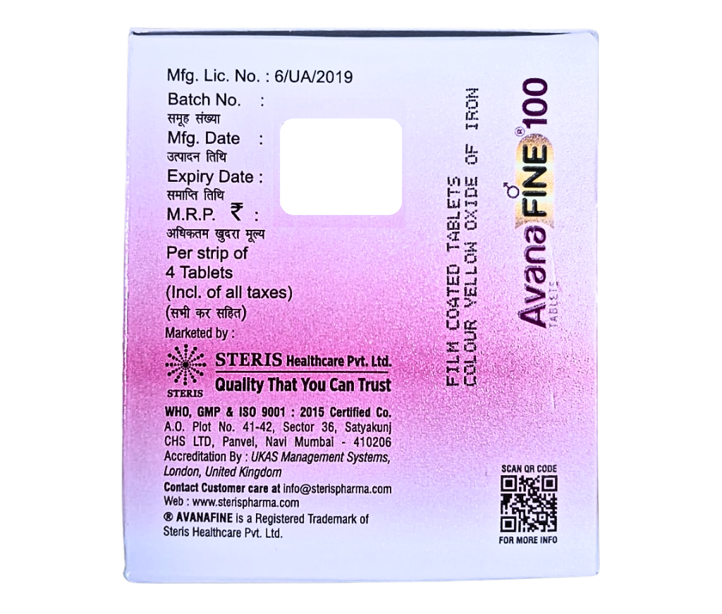 Avanafil 100 mg ED therapy