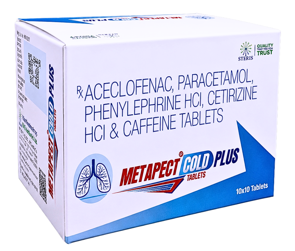 aceclofenac paracetamol phenylephrine hci cetirizine hci & caffeine tablets,aceclofenac