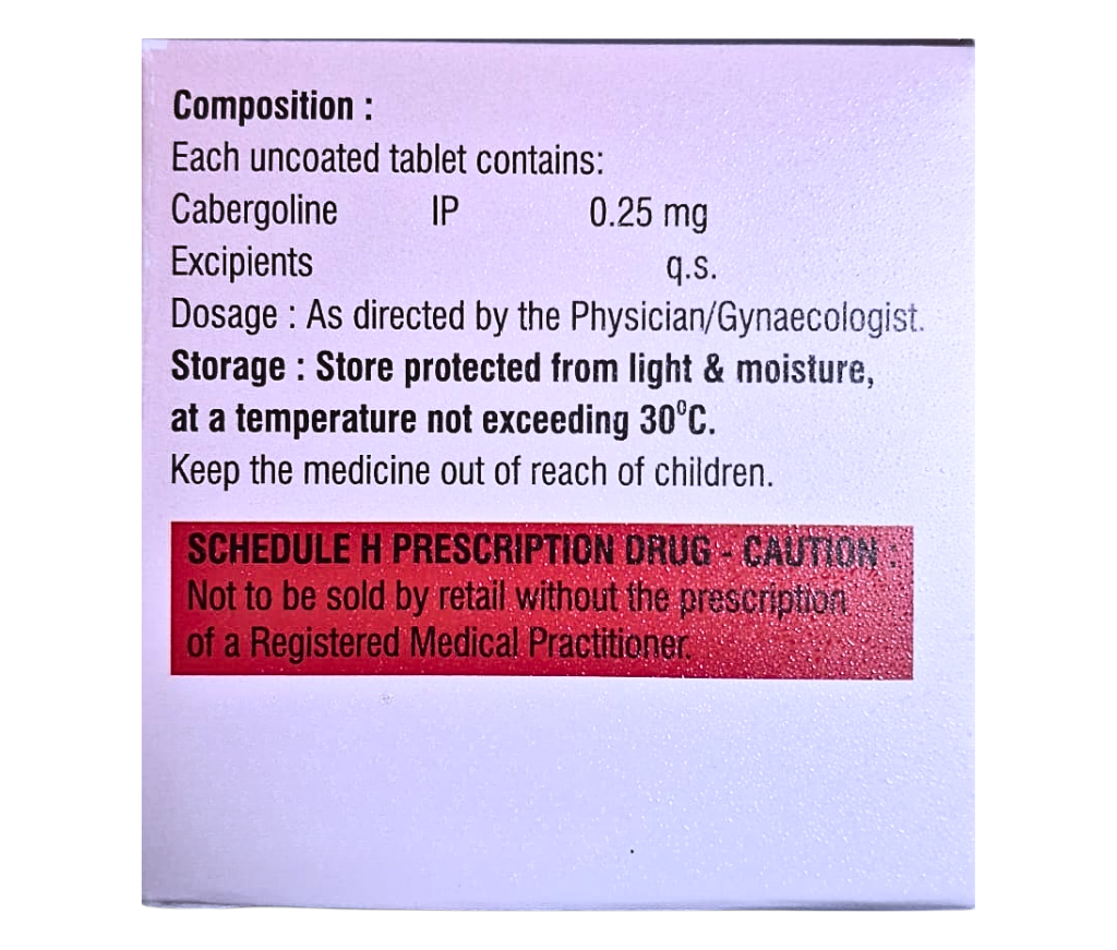 cabergoline 0.25 mg price in india
