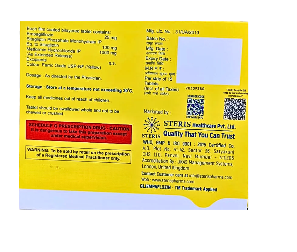 Empagliflozin sitagliptin metformin tablet pack of 10 price