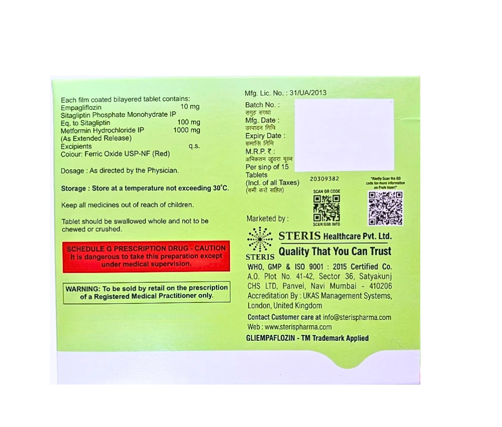 ,empagliflozin sitagliptin metformin tablet side effects