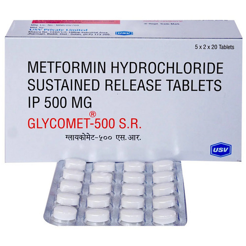 Glycomet 500 SR Tablet 20's used for treatment of type 2 diabetes mellitus