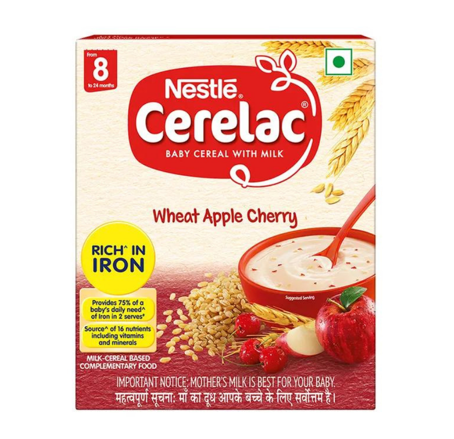 Nestle Cerelac Baby Cereal with Milk from 8 to 24 Months Wheat Apple Cherry