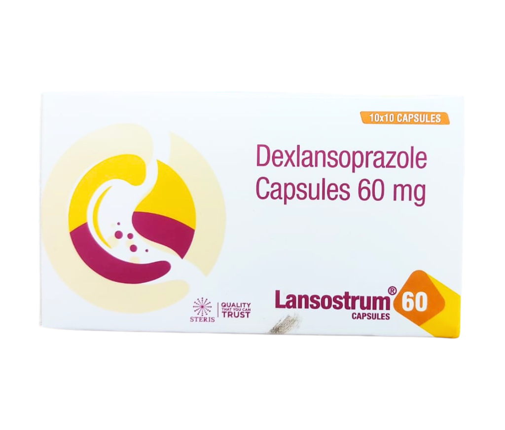 STERIS PHARMA | LANSOSTRUM 60 Capsule | Dexlansoprazole 60 mg Capsule India  | GERD, Acidity & Heartburn Relief
