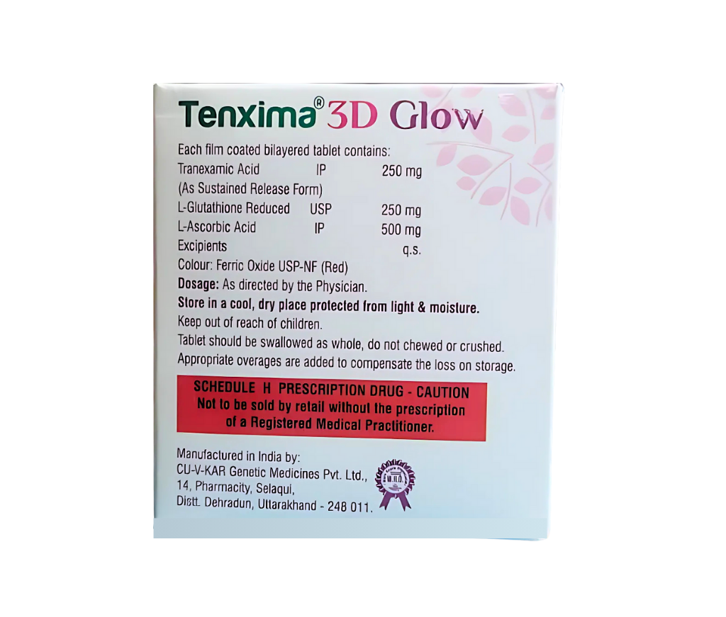 tranexamic acid and glutathione tablets TENXIMA 3D GLOW main image 1