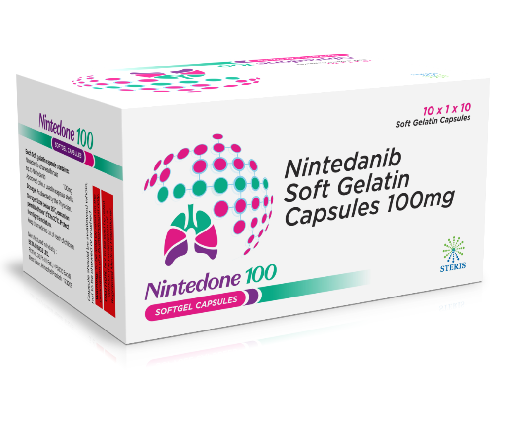 STERIS PHARMA | NINTEDONE 100 | Nintedanib 100 mg Capsules for Lung  Fibrosis Treatment
