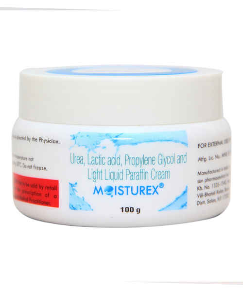 Moisturex Cream 100g contains urea, lactic acid, Propylene glycol, liquid paraffin
