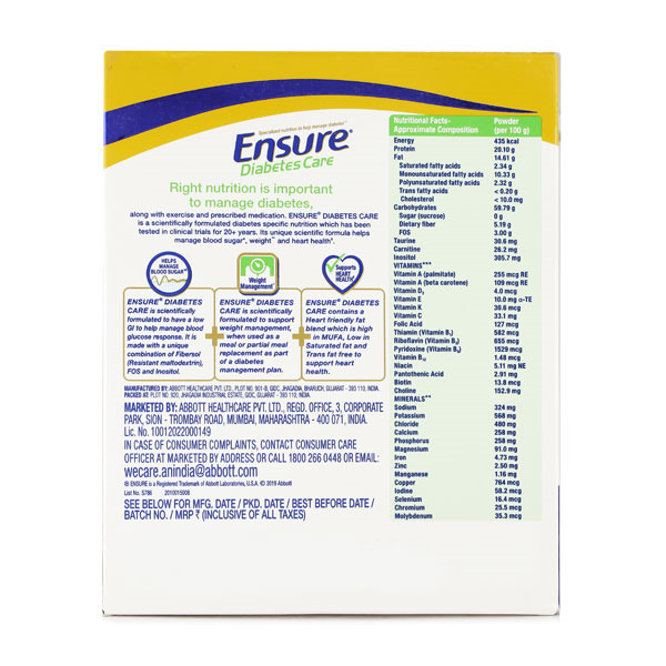 Buy Ensure Diabetes Care Chocolate Powder 200g (Refill Pack) Online