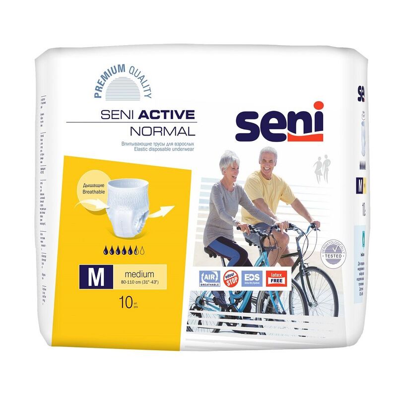 Seni Active Normal Elastic Disposable Underwear Diaper (Medium, Pack of 10)