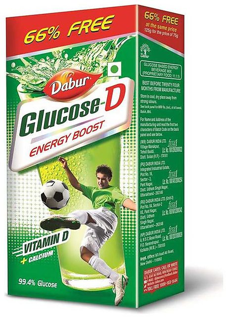 Dabur Glucose-D Energy Boost Drink 75g (50g Free)