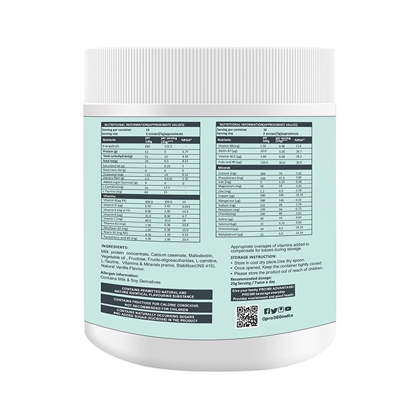Pro360 Nephro Low Protein Vanilla Blend for Renal Care 400g