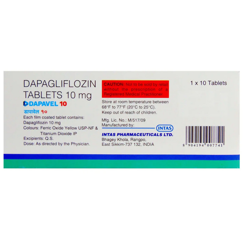 Dapavel 10 Tablet (Strip of 10) contains Dapagliflozin 10mg