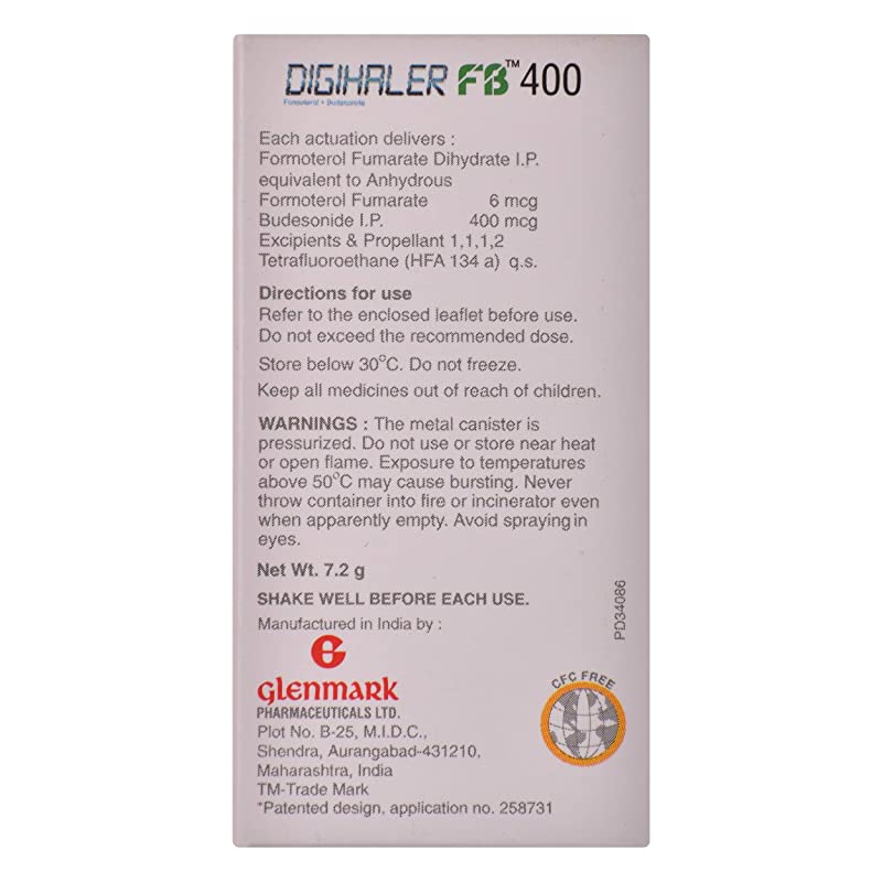 Digihaler FB 400 Inhaler 120 MDI contains Formoterol 6mcg, Budesonide 400mcg