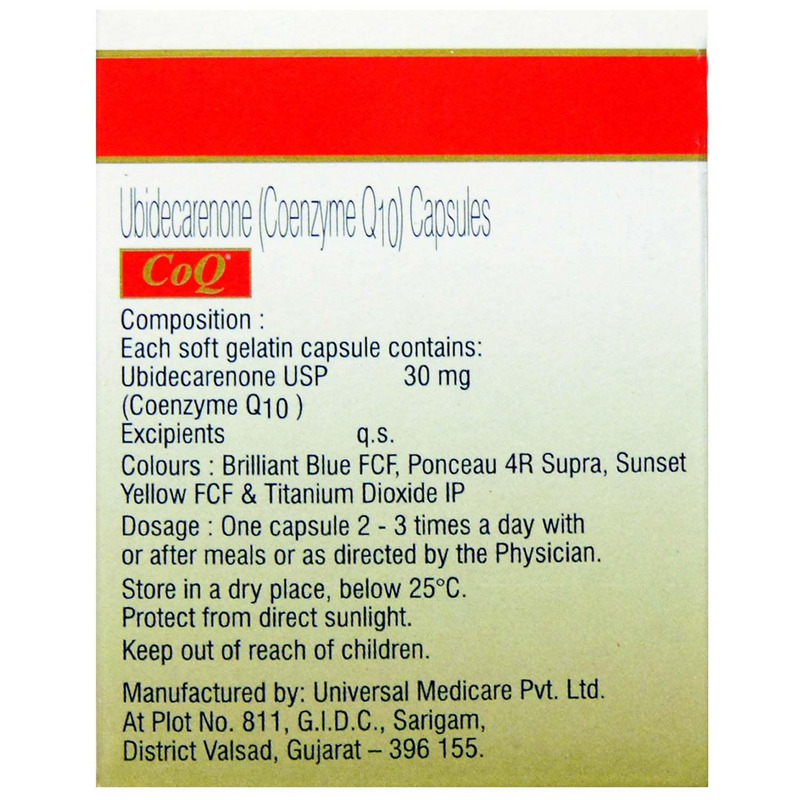 CoQ 30mg Capsule (Strip of 10) reduces cholesterol