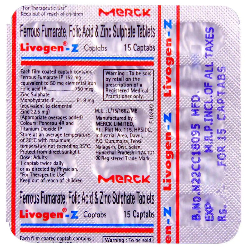 Livogen Z Tablet 15's | Check Price, Uses, Side Effects, Substitutes Livogen Z Tablet 15's | Check Price, Uses, Side Effects, Substitutes