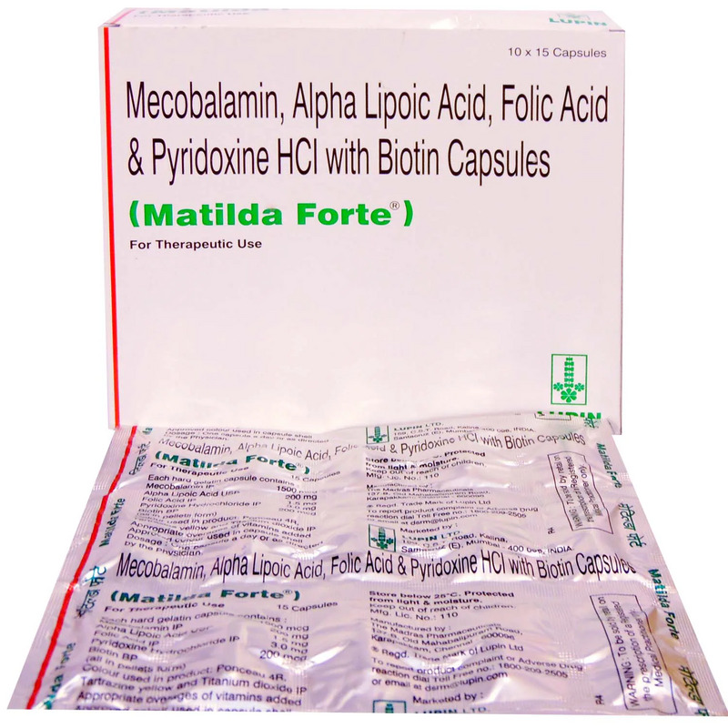 Matilda Forte Capsule (Strip of 15) for peripheral neuropathy, diabetic neuropathy, pernicious anemia