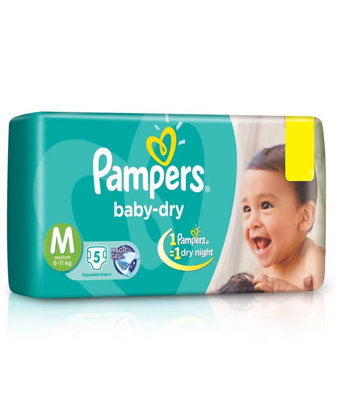 Pampers Baby Dry Diapers Medium (Pack of 5)