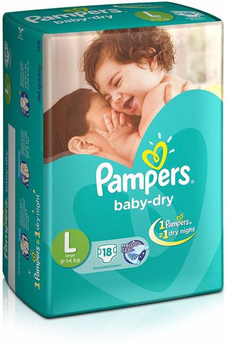 Pampers Baby Dry Diapers Large (Pack of 18)