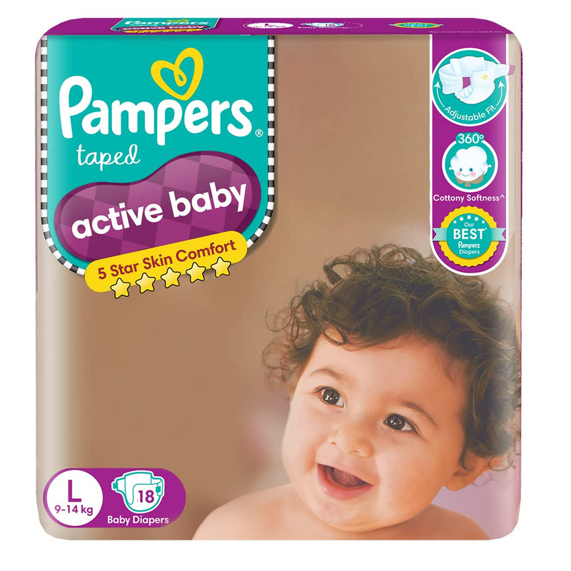 Pampers Active Baby Diapers Large (Pack of 18)