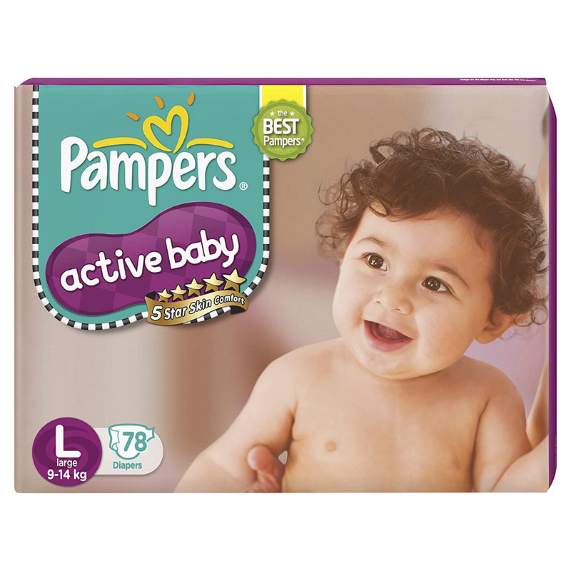 Pampers Active Baby Diapers Large (Pack of 78)