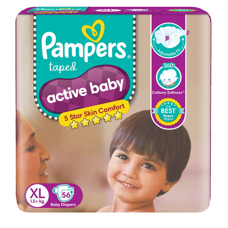 Pampers Active Baby Diapers XL (Pack of 56)