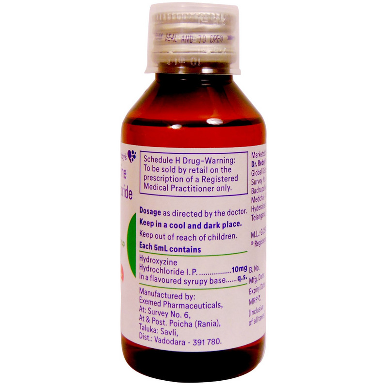 Atarax Syrup 100ml used for treatment of Anxiety, allergic skin conditions