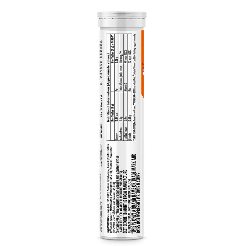 Glucon-C ImmunoFizz Orange Tablet (Tube of 20)