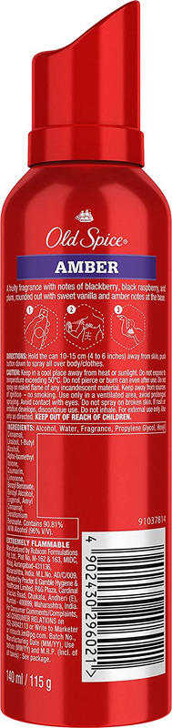 Old Spice Amber No Gas Deodorant Body Spray 140ml