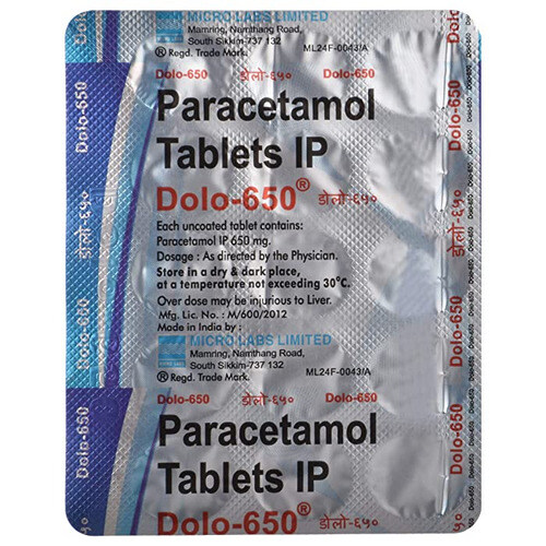 Dolo 650 Tablet 15's contains Paracetamol 650mg