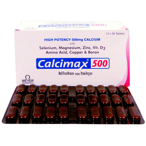 Calcimax 500 Tablet (Strip of 30) for treatment of calcium deficiency