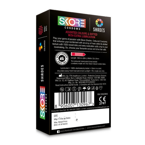 Skore Shades Dotted & Coloured Condoms 10's