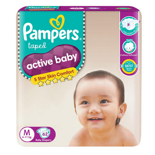 Pampers Active Baby Diapers Medium 62's