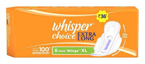 Whisper Choice Wings Sanitary Pads XL 6's