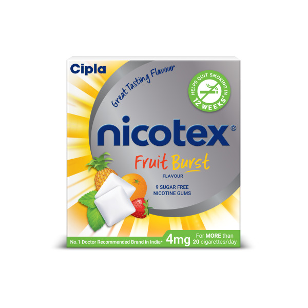 Buy Nicotex 4mg Fruit Burst Nicotine Chewing Gum (Sugar Free) 9's