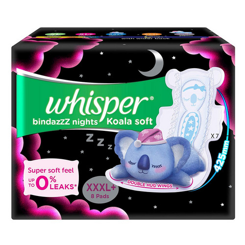 Whisper Bindazzz Nights Koala Soft Pads XXXL 8's