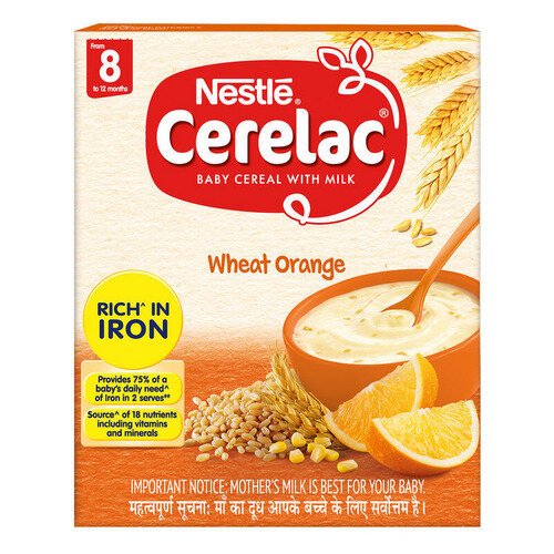 Nestle Cerelac Wheat Orange Baby Cereal with Milk 300g (8 to 12 months)