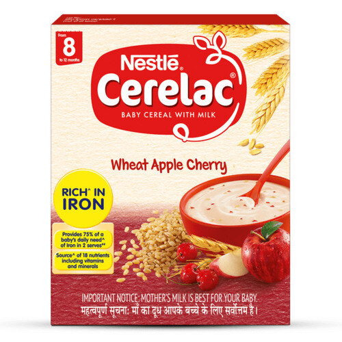 Nestle Cerelac Wheat Apple Cherry Baby Cereal with Milk 300g (8 to 12 months)