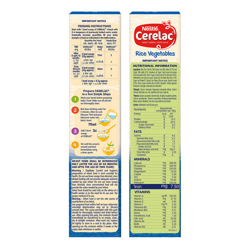Nestle Cerelac Rice Vegetables Baby Cereal with Milk 300g (8 to 12 months)